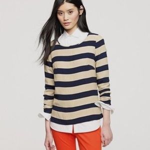 J. Crew Navy and Tan Striped Blouse